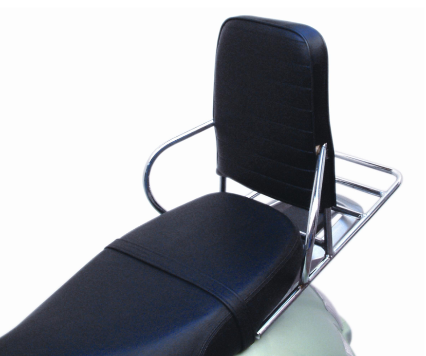 Bagagerek, strarr met rugleuning voor Vespa GT /GT L 125/200ccm, chroom
