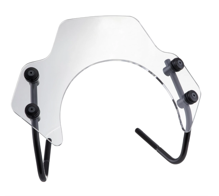 Flyscreen voor Vespa Primavera/Elettrica 50-150cc 2T/4T, zwarte houders, transparant