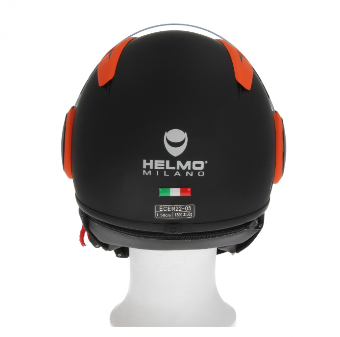 Helmo Milano Volstraalhelm, FuoriRotta Premium, zwart, oranje, mat