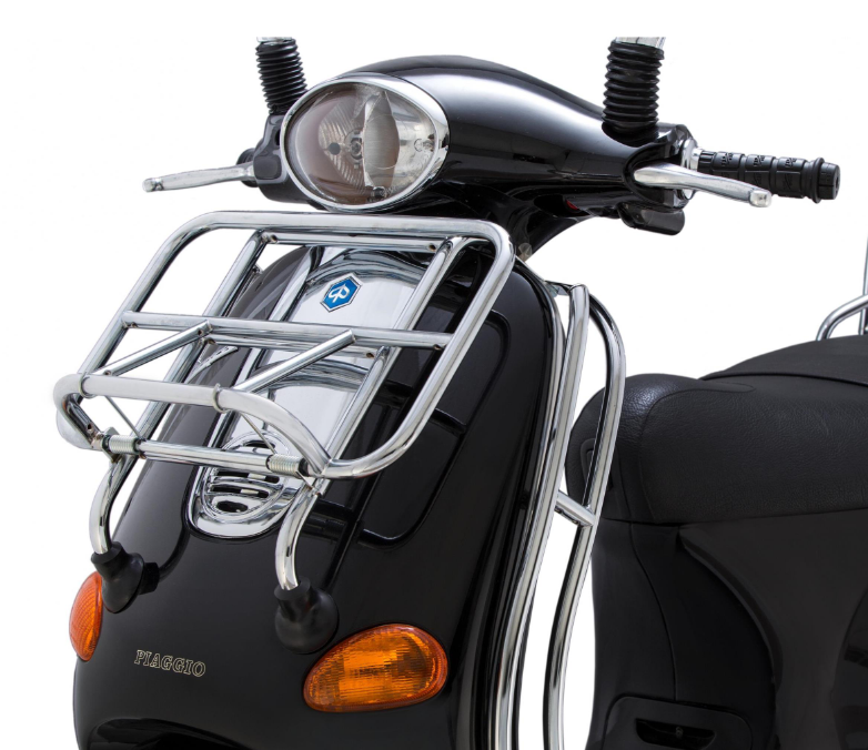 Bagagerek vooraan voor Vespa ET2/ET4 50-150cc, opvouwbaar, chroom