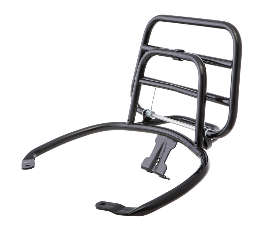 Bagagerek achteraan voor Vespa Primavera /Sprint 50-150ccm, opvouwbaar, glanzend zwart