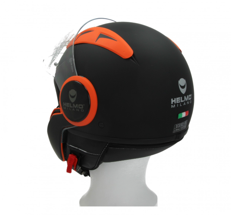 Helmo Milano Volstraalhelm, FuoriRotta Premium, zwart, oranje, mat