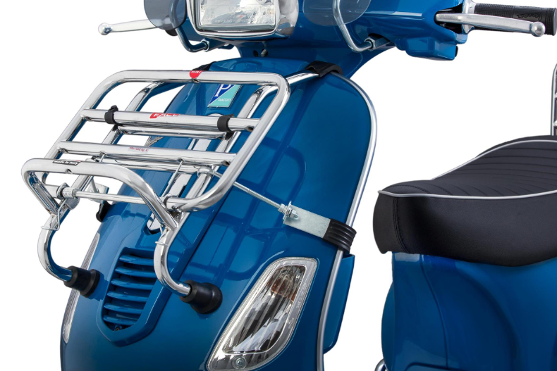 Bagagerek vooraan voor Vespa S 50-150cc, opvouwbaar, chroom