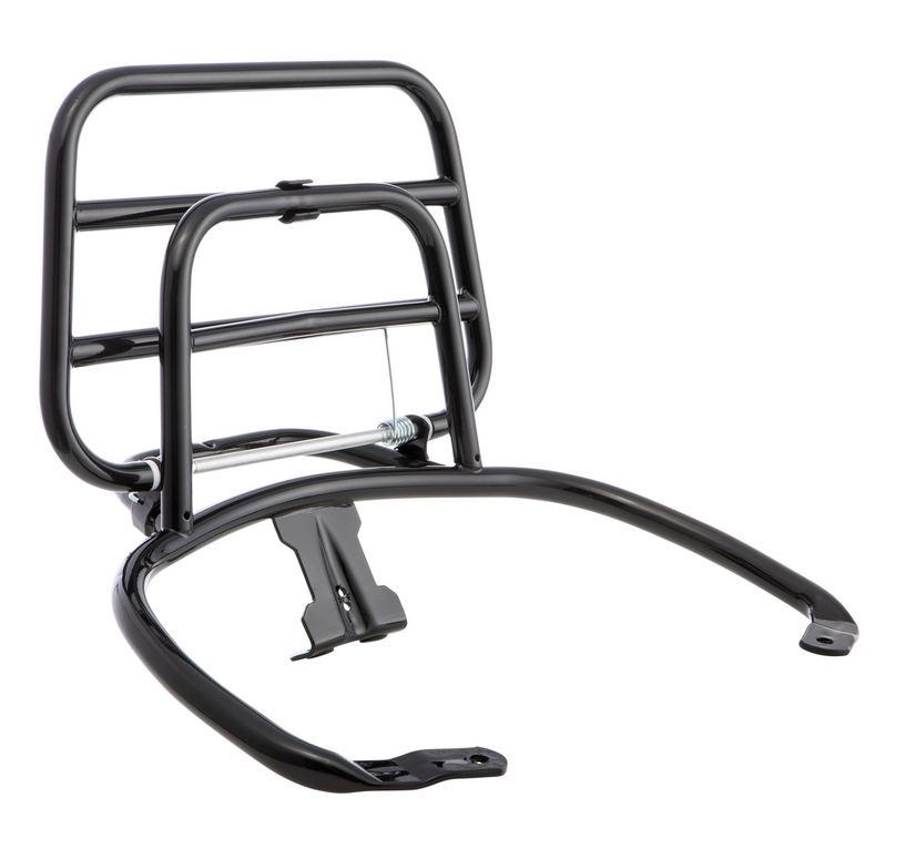 Bagagerek achteraan voor Vespa Primavera /Sprint 50-150ccm, opvouwbaar, glanzend zwart