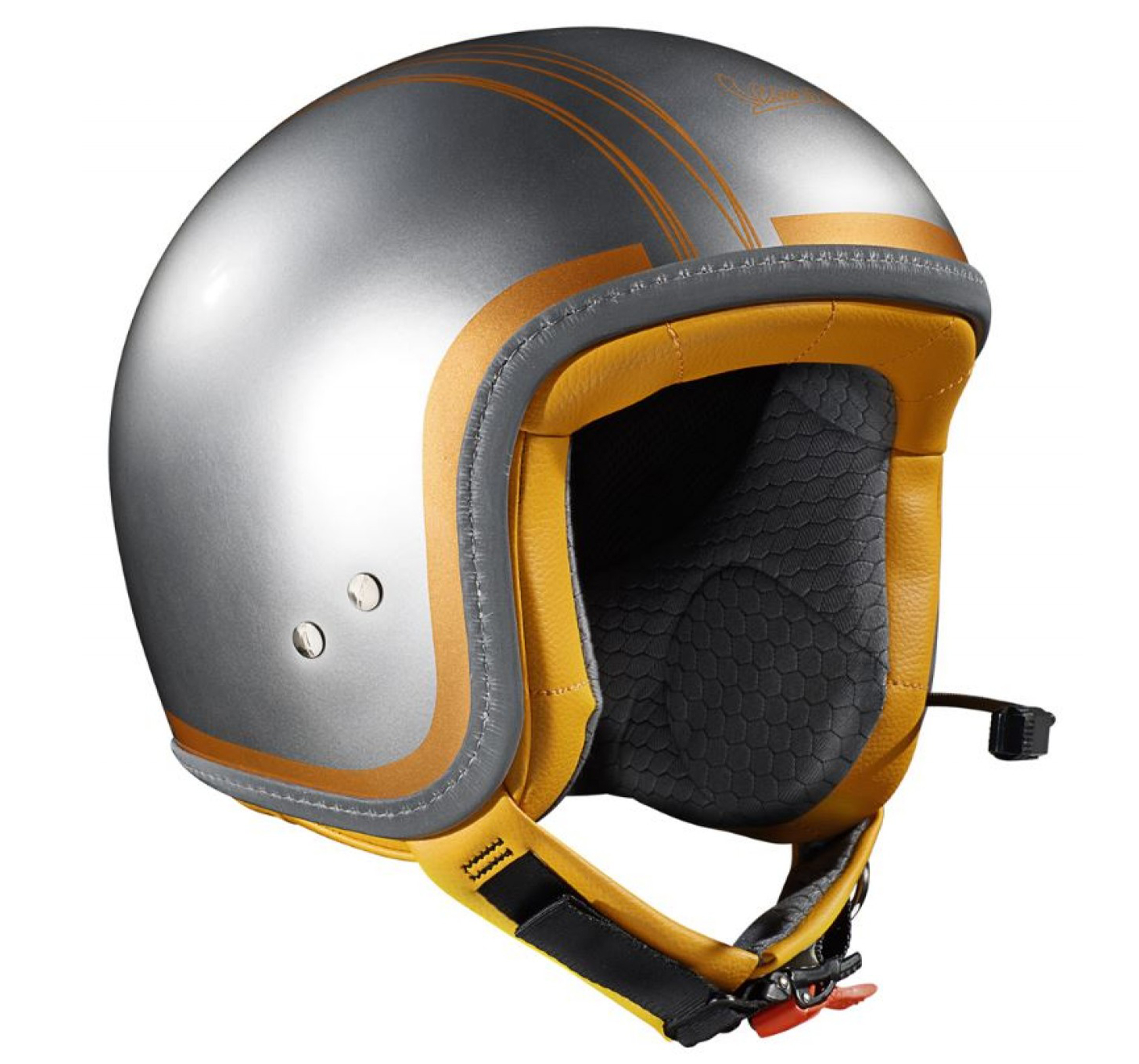Vespa jethelm Elettrica Tech blu (Bluetooth) zilver oranje