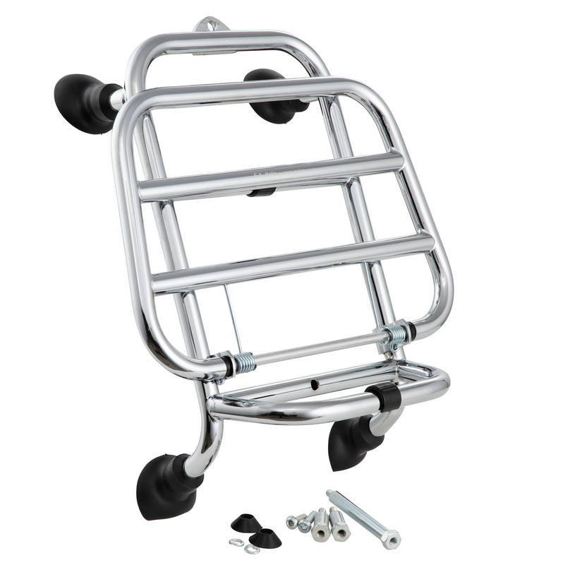 Bagagerek vooraan voor Vespa GTS /GTS Super HPE /GTV 125/300 ('19-), opvouwbaar, chroom