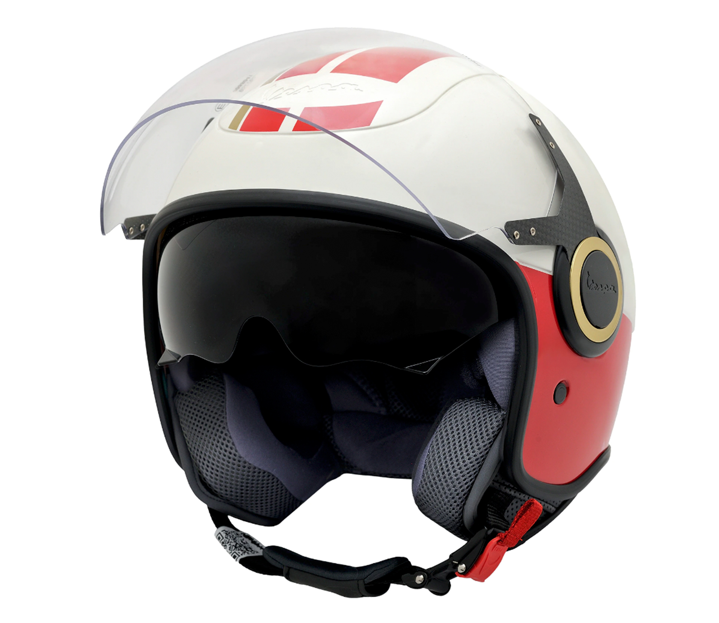 Vespa Jet Helm VJ Racing 60s wit / rood - Sixties