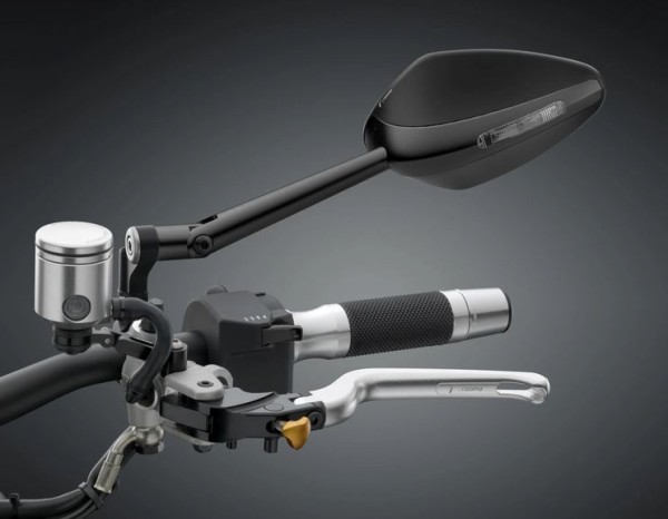 Spiegel RIZOMA "Veloce L naked" links of rechts met indicator voor Vespa, zwart geanodiseerd