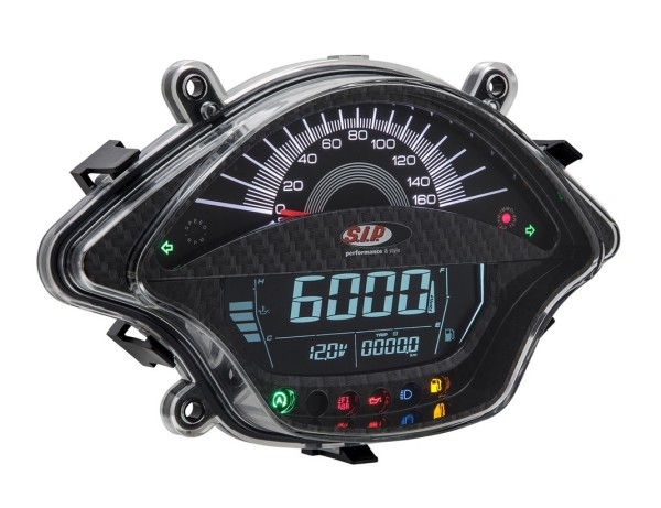 Toerenteller/snelheidsmeter voor Vespa GTS/GTS Super 300cc FL ('14-), carbon-look
