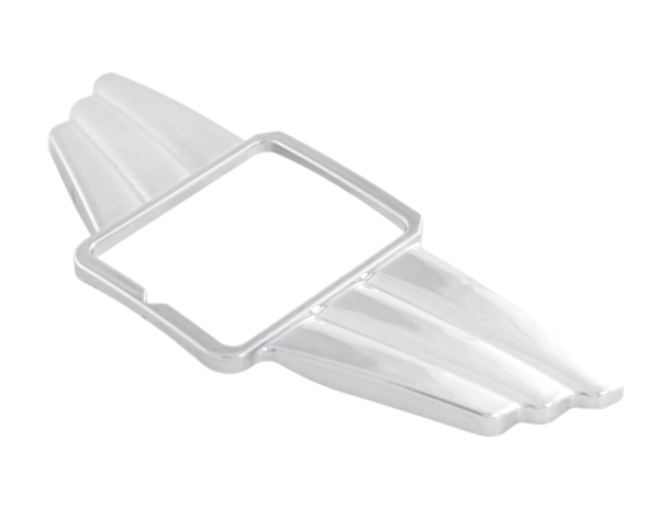 Cascade siervleugel voor vierkant PIAGGIO embleem, Mark II, voor Vespa, kunststof, chroom