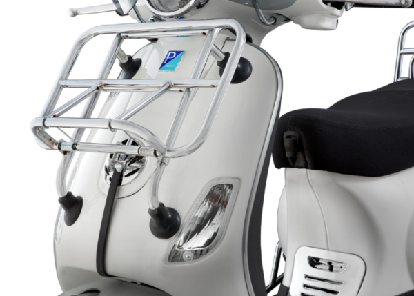 Bagagerek vooraan voor Vespa LX /S 50-150cc, opvouwbaar, chroom