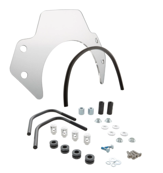 Flyscreen voor Vespa Primavera/Elettrica 50-150cc 2T/4T, zwarte houders, transparant