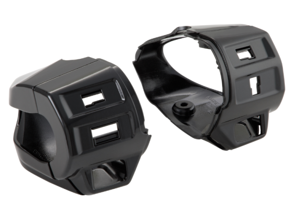 Afdekplaat schakeleenheid, links & rechts voor Vepsa Primavera/Sprint, glanzend zwart