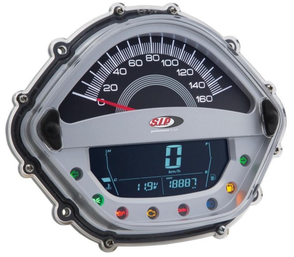 Toerenteller/snelheidsmeter voor Vespa GTS/GTS Super 125-300cc ('14-'16), zilver