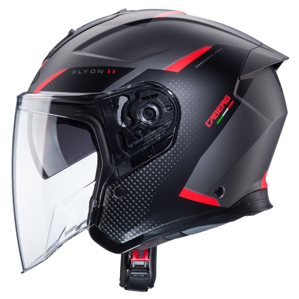 Caberg helm Flyon II Boss mat-grijs/rood-zwart