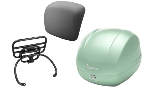 Topkofferset 36L latte menta (350/A), bagagerek zwart voor Vespa GTS 125/300/310