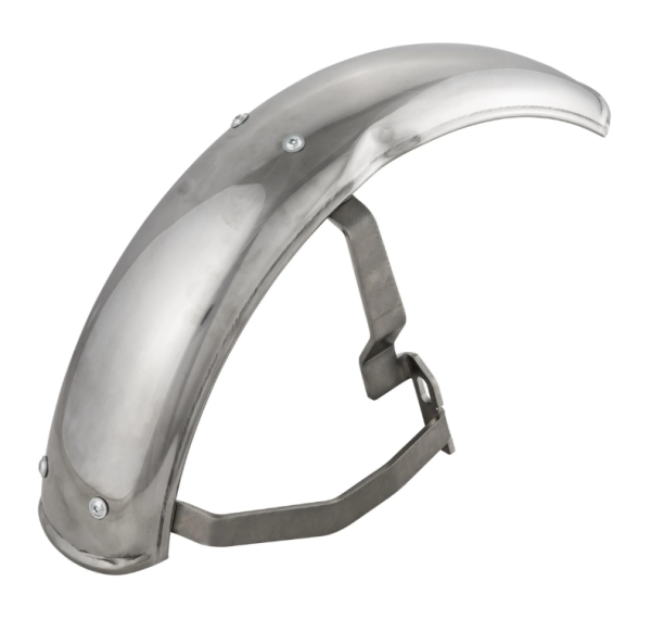 Spatbord 2.0 Garelli voor Vespa PX 80-200ccm, gepolijst roestvrij staal, houder roestvrij staal