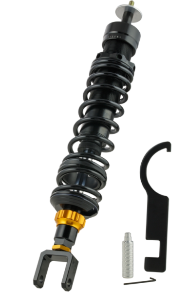 Schokdemper "Black Edition", achteraan voor Vespa Primavera/Sprint 50ccm 2T/4T, zwart