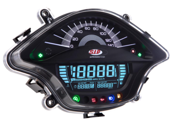 Toerenteller/Tacho voor Vespa Primavera/Sprint 50-150cc 2T/4T AC, zwart