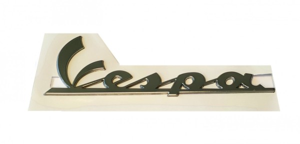 Opschrift, motief: Vespa, links, chroom, 150x49 mm