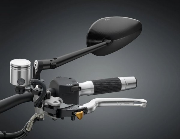 Spiegel RIZOMA "RADIAL RS" links of rechts voor Vespa, zwart geanodiseerd