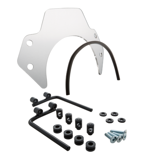 Flyscreen voor Vespa PX 80-200ccm, zwarte houders, transparant