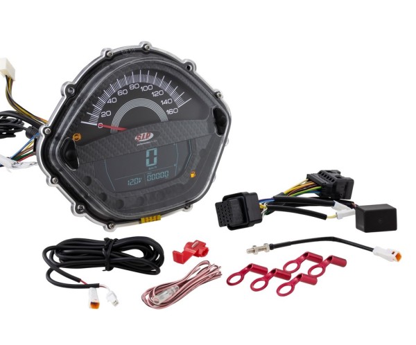 Toerenteller/snelheidsmeter voor Vespa GTS 250cc (-'13), carbon-look