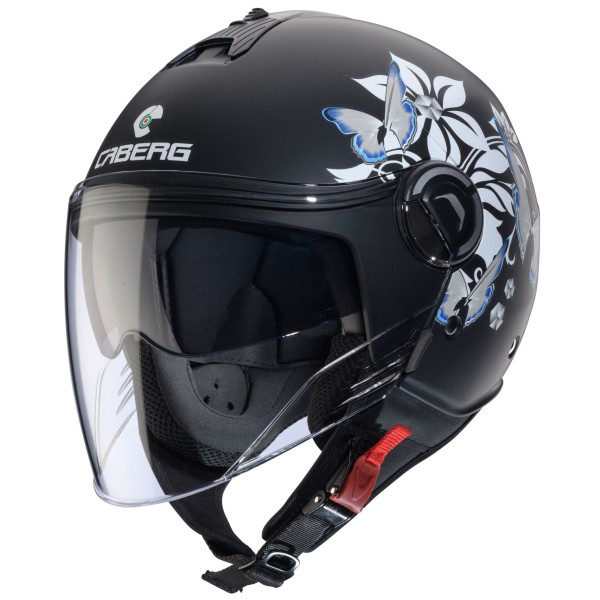 Caberg helm Riviera V4 X Mia mat-zwart/wit-grijs-lichtblauw