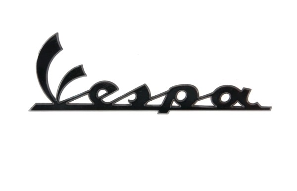 Vespa"-belettering op voorpootschild - glanzend zwart/antraciet